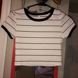 Black and white striped crop top